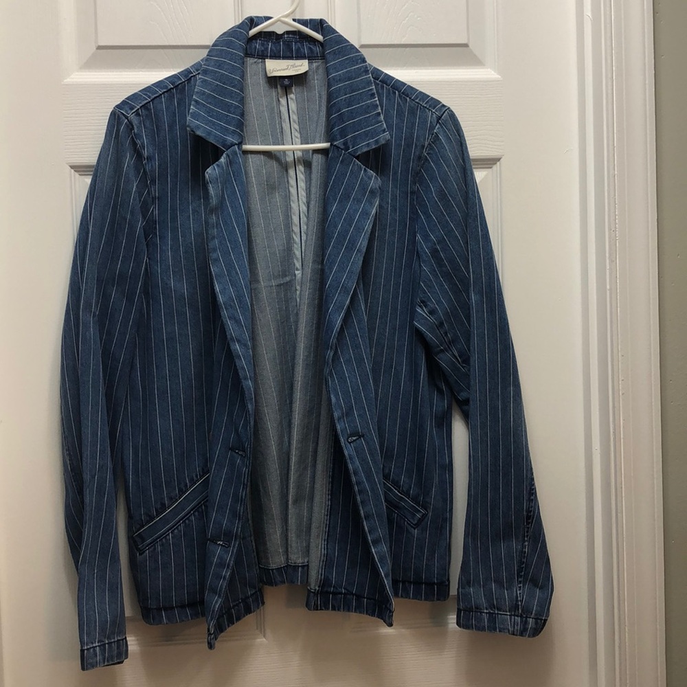 Pin Striped Denim Blazer